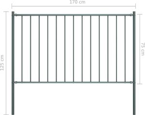 vidaXL Panel ogrodzeniowy ze słupkami, kryta proszkowo stal, 1,7x0,75m 4
