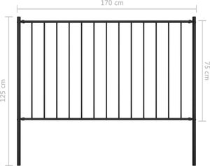 vidaXL Panel ogrodzeniowy ze słupkami, kryta proszkowo stal, 1,7x0,75m 4