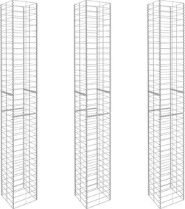 vidaXL Kosze gabionowe, 3 szt., galwanizowana stal, 25x25x197 cm 1