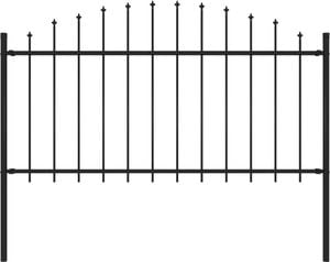 vidaXL Panel ogrodzeniowy z grotami, stal, (1,25-1,5) x 1,7 m, czarny 1