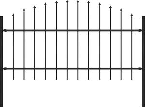 vidaXL Panel ogrodzeniowy z grotami (1-1,25) x 1,7 m, stal, czarny 1