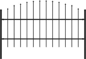 vidaXL Panel ogrodzeniowy z grotami (0,75-1) x 1,7 m, stal, czarny 1