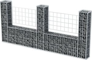 vidaXL Kosz gabionowy w kształcie litery U, stal, 240 x 20 x 100 cm 3