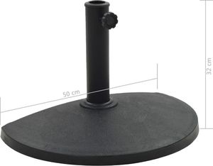 vidaXL Podstawa pod parasol ogrodowy, półokrągła, żywica, 9 kg, czarna 6