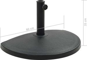 vidaXL Podstawa na parasol ogrodowy, półokrągła, żywica, 15 kg, czarna 6