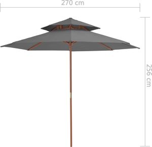 vidaXL Parasol ogrodowy z podwójnym daszkiem, 270 cm, antracytowy 7