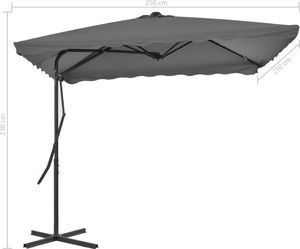 vidaXL Parasol ogrodowy na słupku stalowym, 250 x 250 cm, antracytowy 6