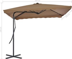vidaXL Parasol ogrodowy na słupku stalowym, 250 x 250 cm, kolor taupe 7