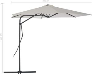 vidaXL Parasol ogrodowy na słupku stalowym, 300 cm, piaskowy 7