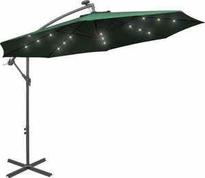 vidaXL Parasol ogrodowy wiszący, światła LED, 300 cm, metal, zielony 1