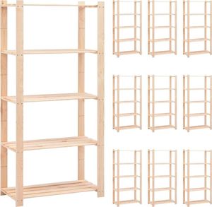 vidaXL Regały z 5 półkami, 10 szt., 80x38x170 cm, sosna FSC, 250 kg 1