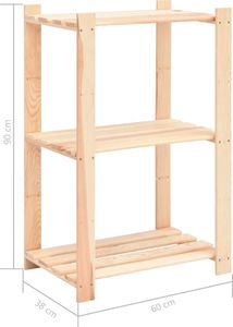 vidaXL Regał z 3 półkami, 60x38x90 cm, lita sosna FSC, 150 kg 6