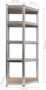 vidaXL Regał magazynowy srebrny stal i MDF 8