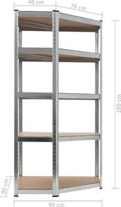 vidaXL Regał magazynowy srebrny 90x90x180 cm stal i MDF 8