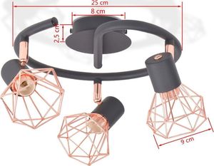 Lampa sufitowa vidaXL Lampa sufitowa z 3 żarówkami E14, czarno-miedziana 5