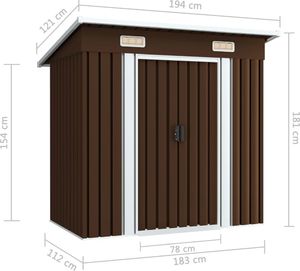 vidaXL Szopa ogrodowa stalowa brązowa 194x121x181 cm(47027) 8
