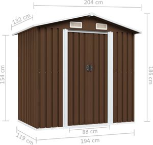 vidaXL Szopa ogrodowa stalowa brązowa 204x132x186 cm (47029) 8