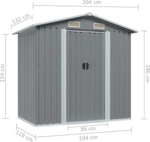 vidaXL Szopa ogrodowa stalowa antracytowa 204x132x186 cm (47028) 8