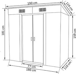 vidaXL Szopa ogrodowa metalowa zielona 190x124x181 cm (42908) 8