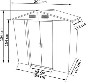 vidaXL Szopa ogrodowa metalowa zielona 204x132x186 cm (42909) 8