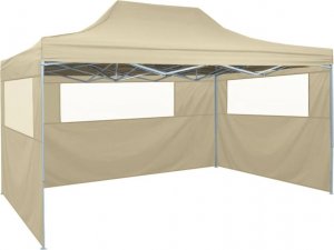 vidaXL Rozkładany namiot z 3 ściankami, 3 x 4,5 m, kremowy 1