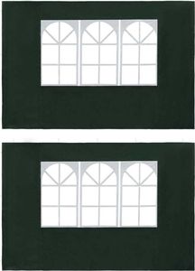 vidaXL Ścianki boczne do namiotu, 2 szt., z oknem, PE, zielone 1