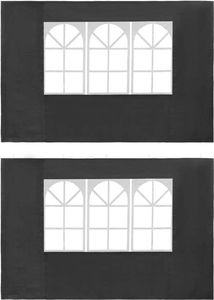 vidaXL Ścianki boczne do namiotu, 2 szt., z oknem, PE, antracytowe 1
