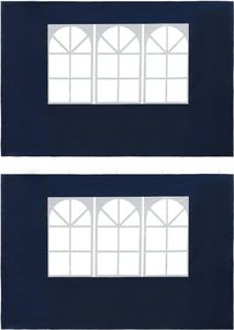 vidaXL Ścianki boczne namiotu, 2 szt., z oknem, PE, niebieskie 1