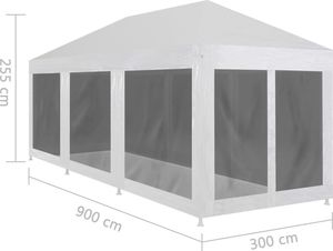 vidaXL Namiot imprezowy z 8 siatkowymi ściankami, 9 x 3 m 6