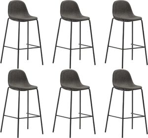 vidaXL Krzesła barowe, 6 szt., ciemnoszare, tapicerowane tkaniną 1