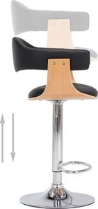 vidaXL Stołki barowe, 2 szt., czarne, gięte drewno i sztuczna skóra 8