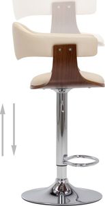 vidaXL Stołki barowe, 2 szt., kremowe, gięte drewno i sztuczna skóra 8