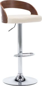 vidaXL Krzesła barowe, 2 szt., kremowe, ekoskóra i gięte drewno 3