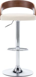 vidaXL Krzesła barowe, 2 szt., kremowe, ekoskóra i gięte drewno 4