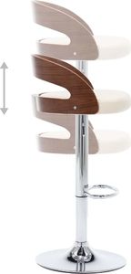 vidaXL Krzesła barowe, 2 szt., kremowe, ekoskóra i gięte drewno 7