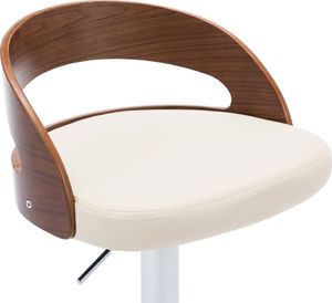 vidaXL Krzesła barowe, 2 szt., kremowe, ekoskóra i gięte drewno 8