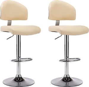 vidaXL Stołki barowe, 2 szt., kremowe, sztuczna skóra 2