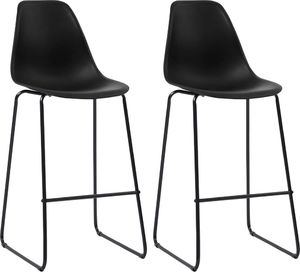 vidaXL Krzesła barowe, 2 szt., czarne, plastik 1