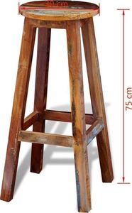 vidaXL Stołek barowy, lite drewno z odzysku 8