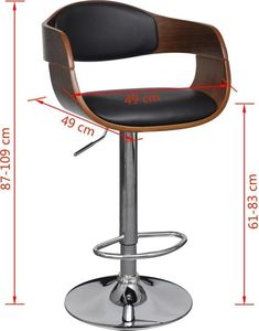 vidaXL Stołek barowy, gięte drewno i sztuczna skóra 6