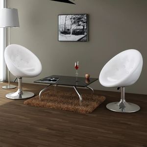 vidaXL Krzesła barowe, 2 szt., białe, sztuczna skóra 1