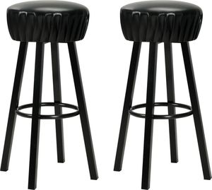 vidaXL Krzesła barowe, 2 szt., czarne, sztuczna skóra 1