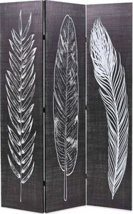 vidaXL Składany parawan, 120x170 cm, motyw piór, czarno-biały 1
