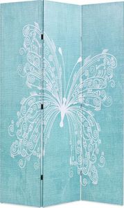 vidaXL Składany parawan, 120x170 cm, niebieski z motylem 1