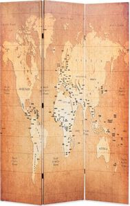 vidaXL Składany parawan, 120x170 cm, mapa świata, żółty 1