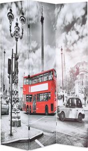 vidaXL Składany parawan, 120 x 170 cm, londyński autobus, czarno-biały 1