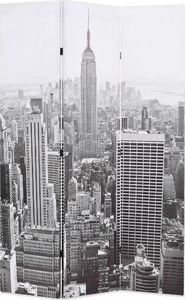 vidaXL Składany parawan, 120x170 cm, Nowy Jork za dnia, czarno-biały 1