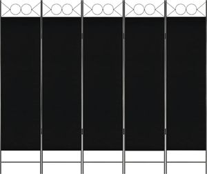 vidaXL Parawan 5-panelowy, czarny, 200 x 180 cm 1
