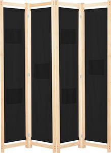 vidaXL Parawan 4-panelowy, czarny, 160x170x4 cm, tkanina 1