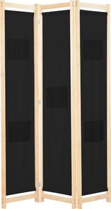 vidaXL Parawan 3-panelowy, czarny, 120x170x4 cm, tkanina 1